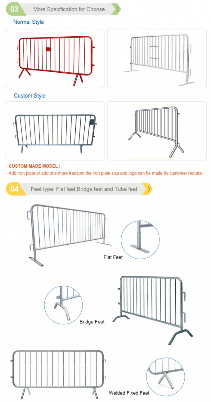 Barreiras metálicas para pedestres com distância interna do tubo 110 mm 120 mm 150 mm 2