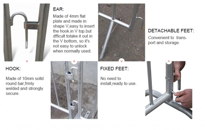 Automóvel sustentável 47" Barreiras de multidão de metal Cercas temporárias de piscina 2