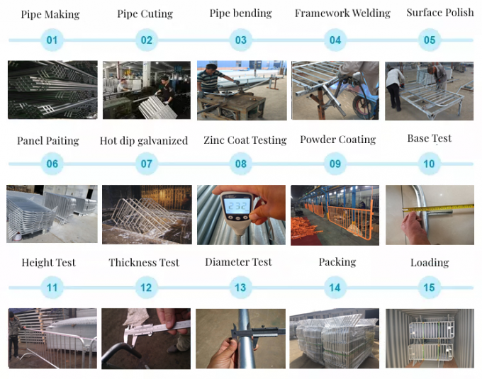 Barreiras de controle de multidão de metal galvanizado mergulhado a quente Segurança portátil 4