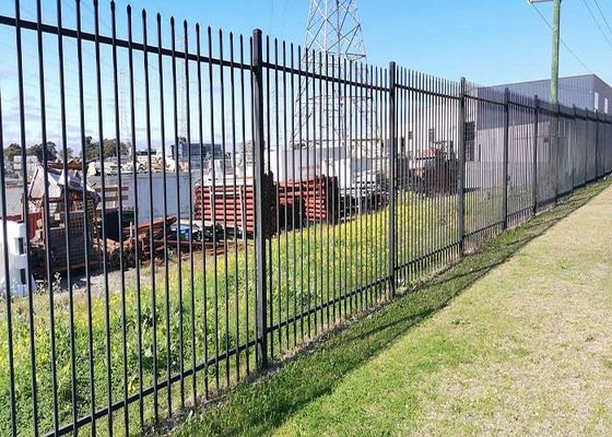 Jardim Preto Moderno Painéis de Tubos Quadrados de Postes de Zinco Ferro Forjado Cercas de Aço com 7 pés de largura