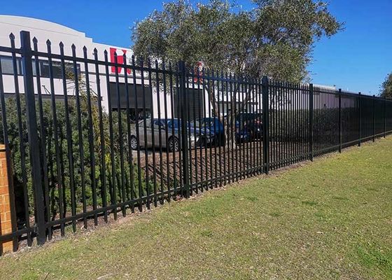 Jardim Preto Moderno Painéis de Tubos Quadrados de Postes de Zinco Ferro Forjado Cercas de Aço com 7 pés de largura